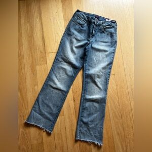 NYDJ washed blue finish Boyfriend Jeans with rough cut hem